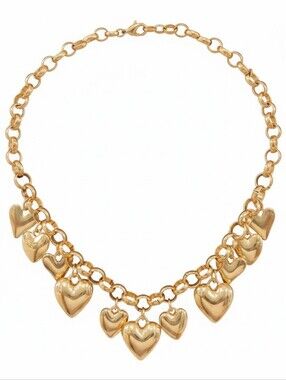 💛▪️Persimmon▪️ Golden Tone Hearts Charm Necklace
